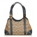 Gucci Vintage - Horsebit Jacquard Shoulder Bag - Brown - Leather Handbag - Luxury High Quality