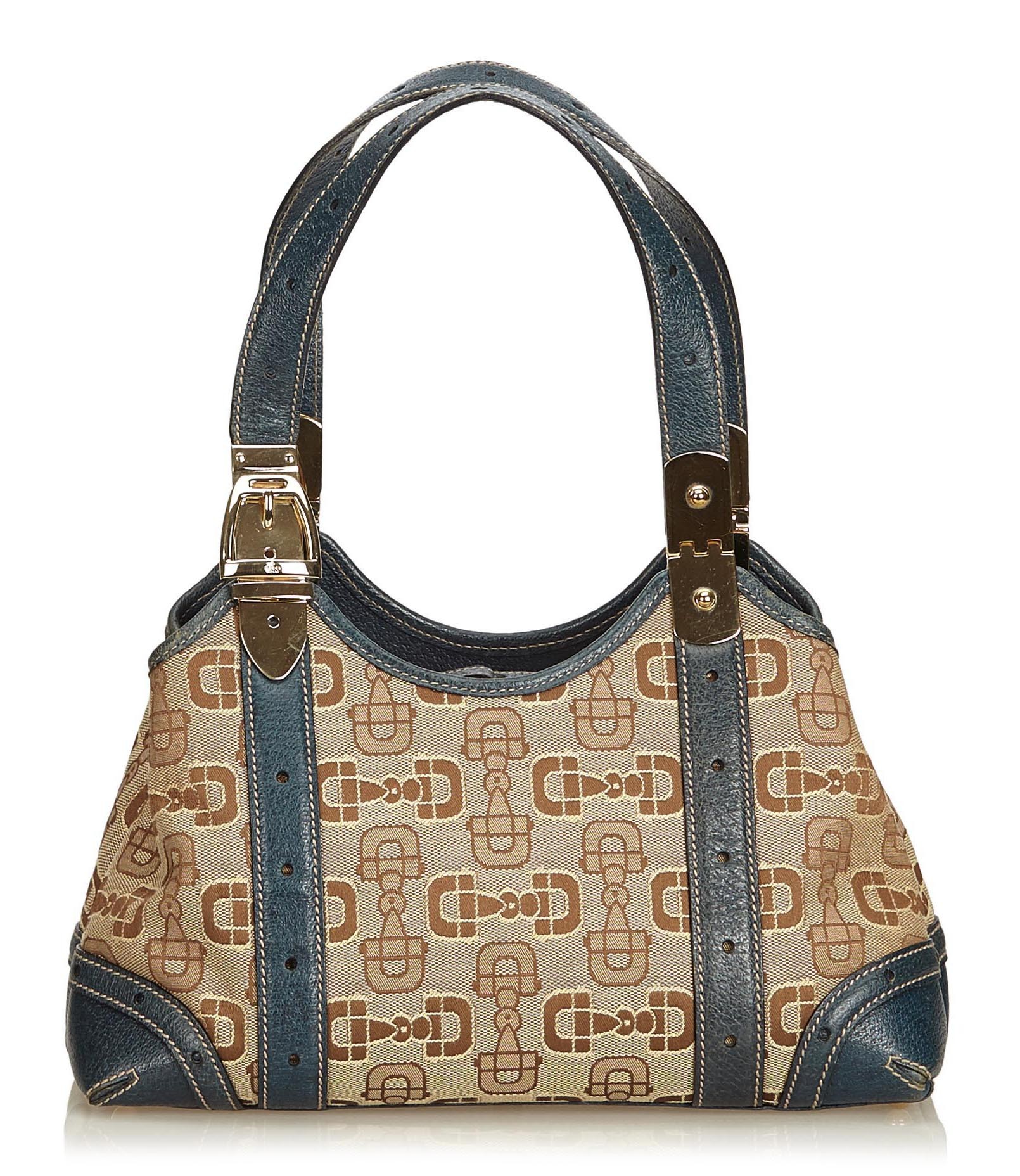 Gucci Vintage - Horsebit Jacquard Shoulder Bag - Brown - Leather Handbag -  Luxury High Quality - Avvenice