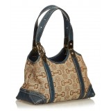 Gucci Vintage - Horsebit Jacquard Shoulder Bag - Brown - Leather Handbag - Luxury High Quality