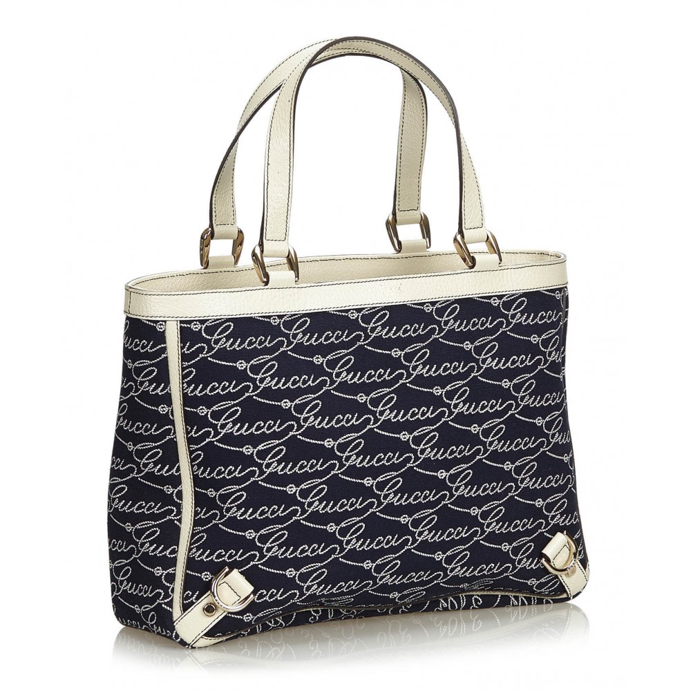Gucci Vintage - Canvas Abbey Tote Bag - Blue - Leather Handbag - Luxury  High Quality - Avvenice