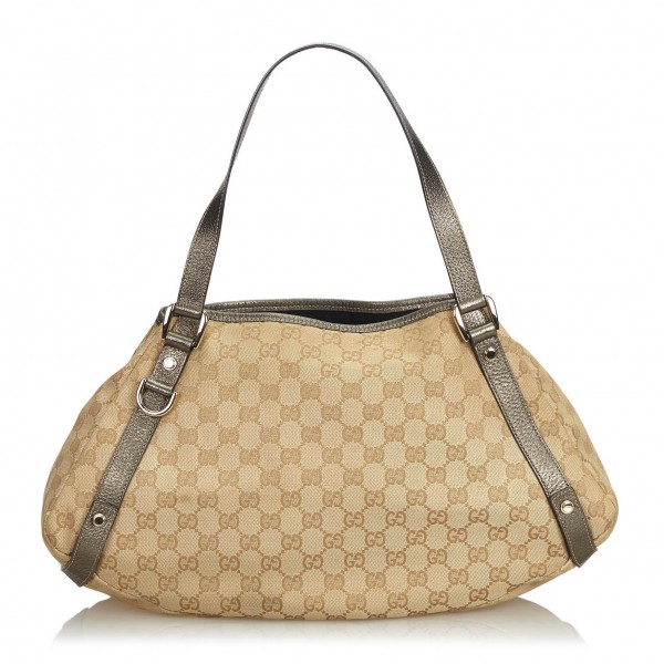 Gucci Vintage - GG Jacquard Pelham Tote Bag - Brown - Leather Handbag - Luxury High Quality