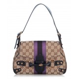 Gucci Vintage - Guccissima Horsebit Shoulder Bag - Brown - Leather Handbag - Luxury High Quality