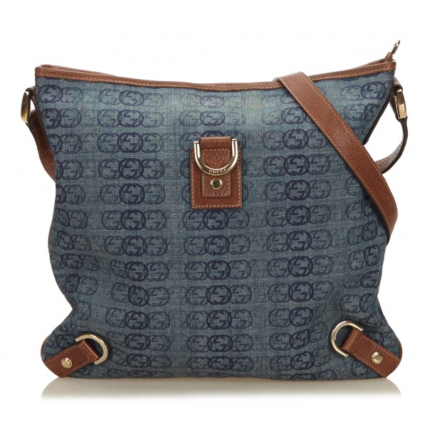 Gucci Vintage - Jacquard Abbey Crossbody Bag - Blue - Leather Handbag - Luxury High Quality