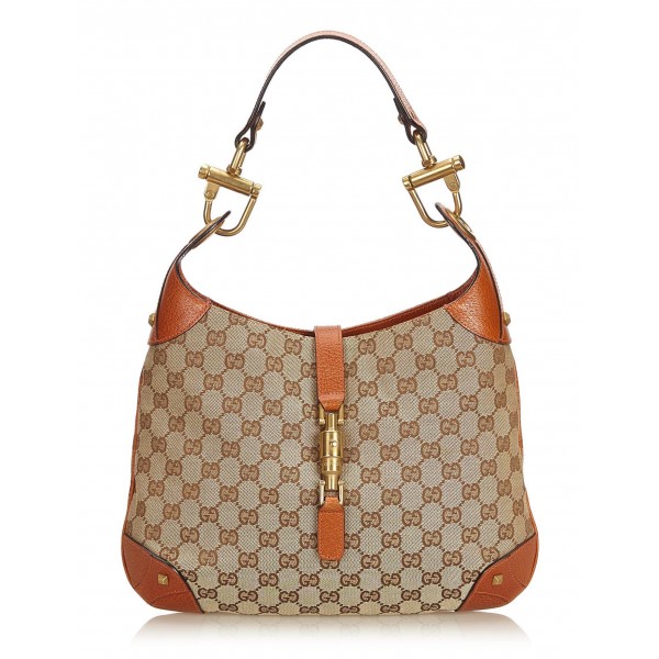 Gucci Vintage - Guccissima New Jackie Jacquard Hobo Bag - Brown - Leather Handbag - Luxury High Quality