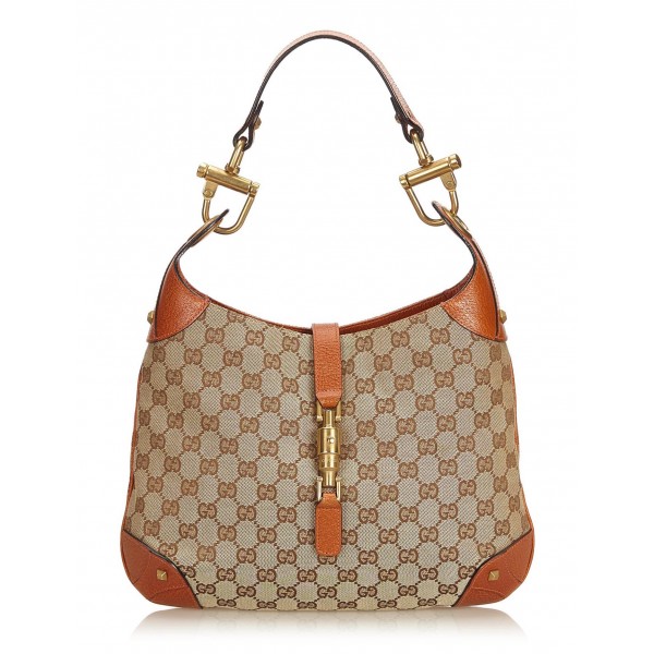 Gucci Vintage - Guccissima New Jackie Jacquard Hobo Bag - Marrone - Borsa in Pelle - Alta Qualità Luxury