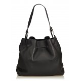 Gucci Vintage - Leather Drawstring Shoulder Bag - Black - Leather Handbag - Luxury High Quality