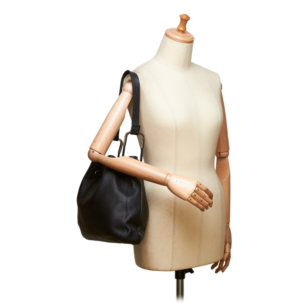 Gucci Vintage - Leather Drawstring Shoulder Bag - Black - Leather Handbag -  Luxury High Quality - Avvenice