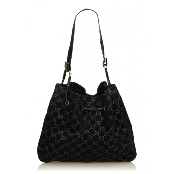 Gucci Vintage - Guccissima Jacquard Tote Bag - Black - Leather Handbag - Luxury High Quality