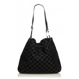 Gucci Vintage - Guccissima Jacquard Tote Bag - Black - Leather Handbag - Luxury High Quality