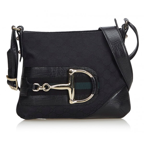 Gucci Vintage - GG Canvas Hasler Crossbody Bag - Black - Leather Handbag - Luxury High Quality
