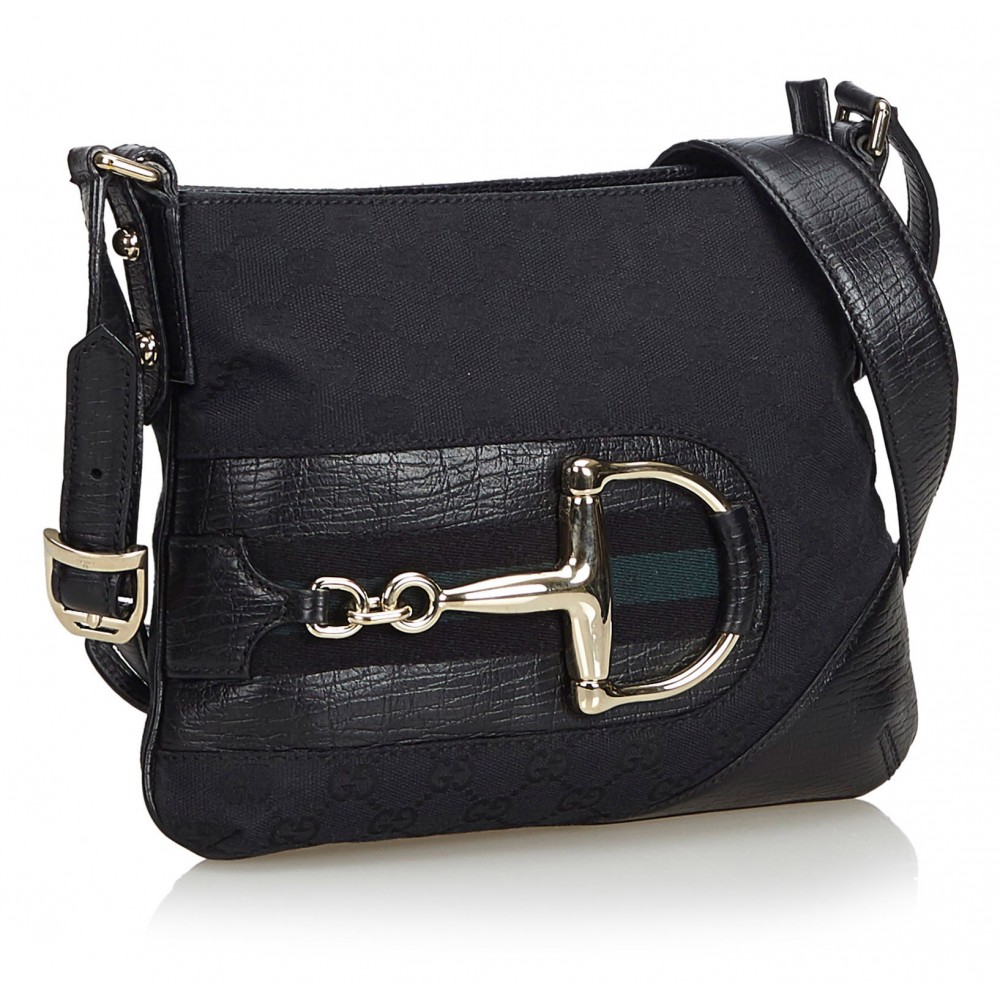 Gucci Vintage - GG Canvas Hasler Crossbody Bag - Black - Leather Handbag - Luxury High Quality ...