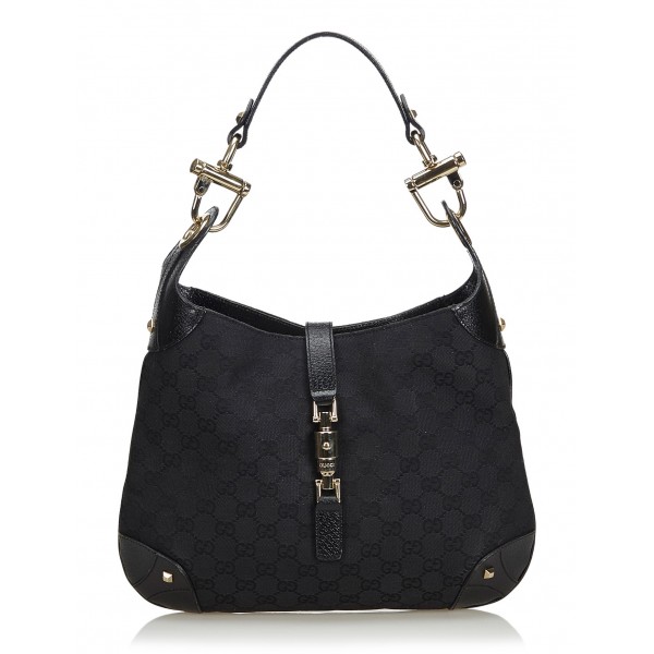 Gucci Vintage - GG New Jackie Jacquard Hobo Bag - Black - Leather Handbag - Luxury High Quality