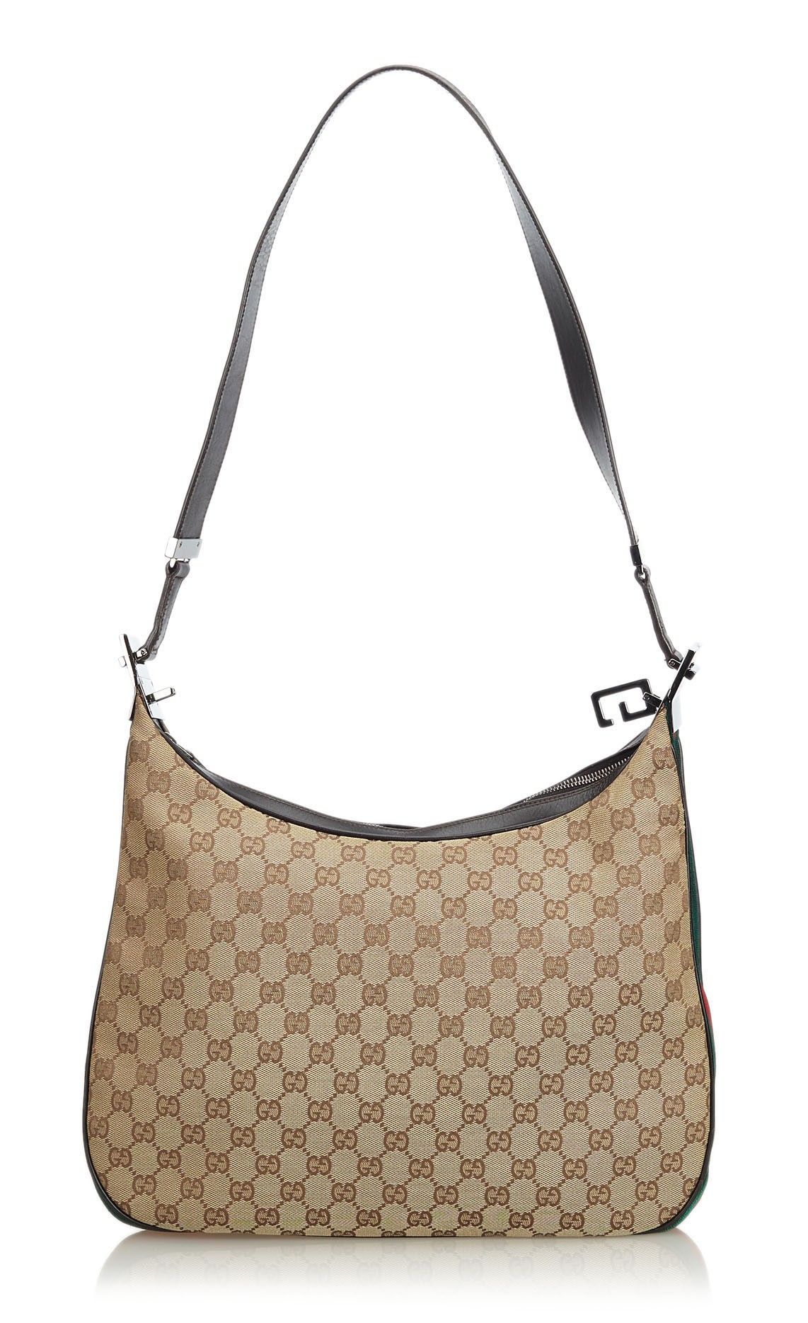 Vintage Gucci beige brown GG monogram jacquard and leather combo