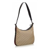 Gucci Vintage - GG Web Jacquard Shoulder Bag - Brown - Leather Handbag - Luxury High Quality