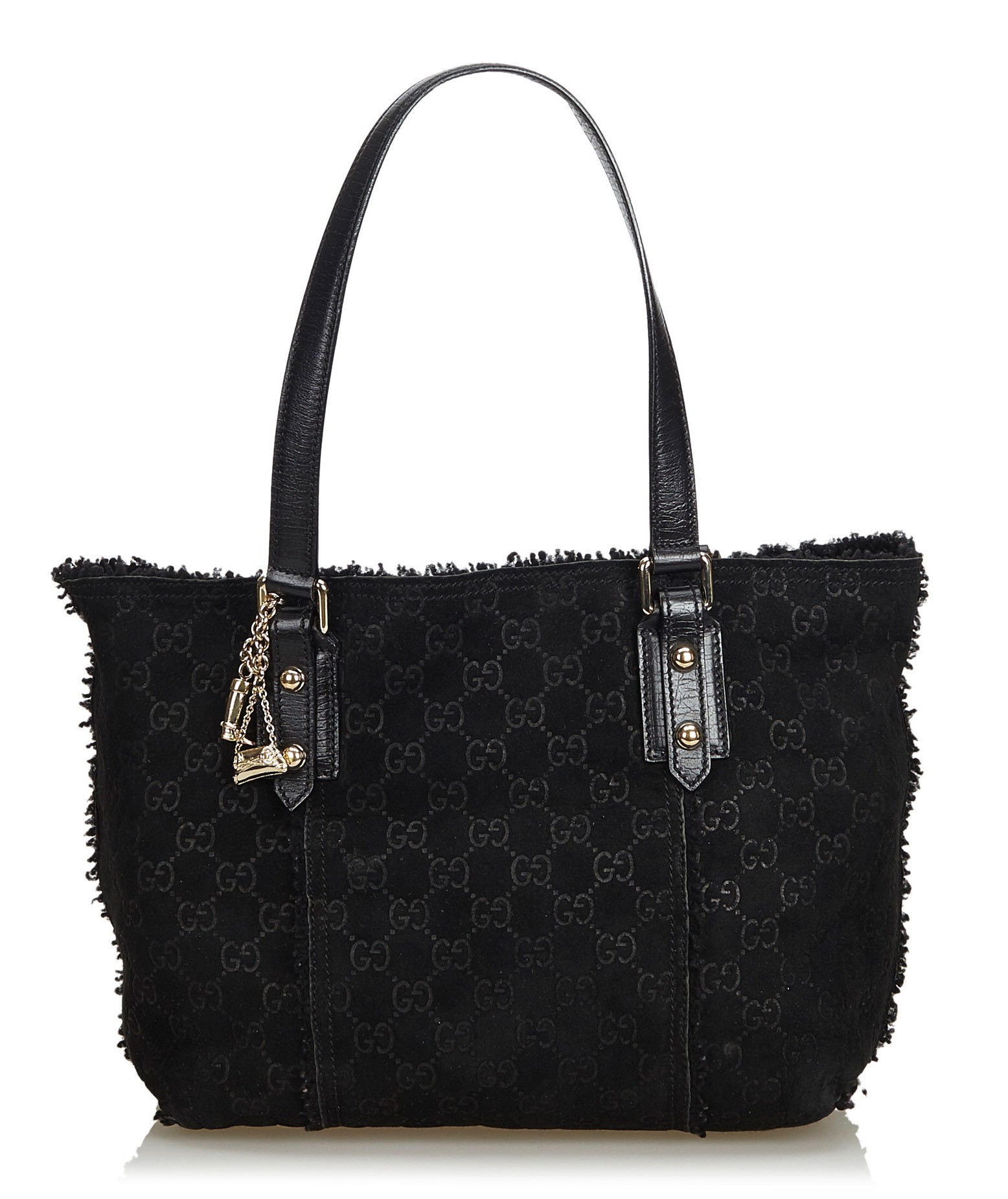 Gucci Vintage Black Felt Tote Handbag Shopping Bag Rare