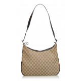 Gucci Vintage - GG Web Jacquard Shoulder Bag - Brown - Leather Handbag - Luxury High Quality