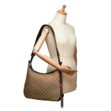 Gucci Vintage - GG Web Jacquard Shoulder Bag - Marrone - Borsa in Pelle - Alta Qualità Luxury