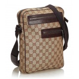 Gucci Vintage - GG Jacquard Crossbody Bag - Marrone - Borsa in Pelle - Alta Qualità Luxury