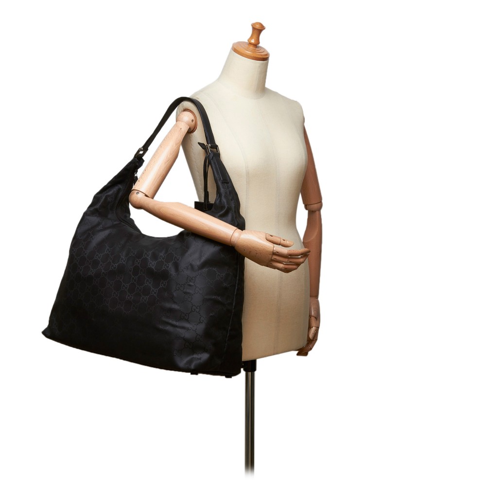 Gucci Vintage - GG Nylon Travel Bag - Black - Leather Handbag 