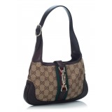 Gucci Vintage - Guccissima Web Canvas Jackie Shoulder Bag - Brown - Leather Handbag - Luxury High Quality