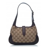 Gucci Vintage - Guccissima Web Canvas Jackie Shoulder Bag - Brown - Leather Handbag - Luxury High Quality