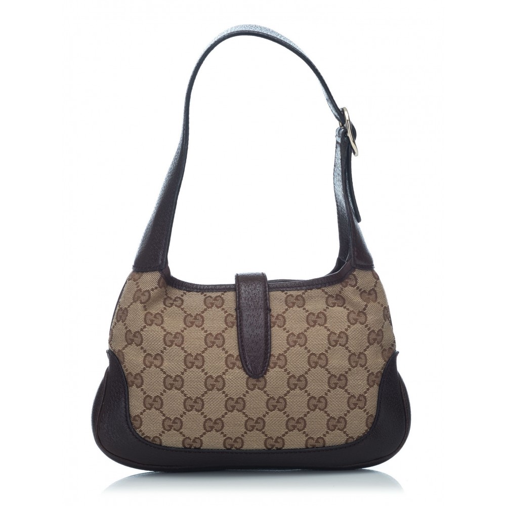 Gucci Vintage - Guccissima Web Canvas Jackie Shoulder Bag - Brown - Leather Handbag - Luxury ...
