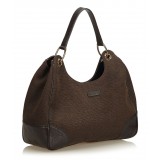 Gucci Vintage - Canvas Hobo Bag - Brown - Leather Handbag - Luxury High Quality