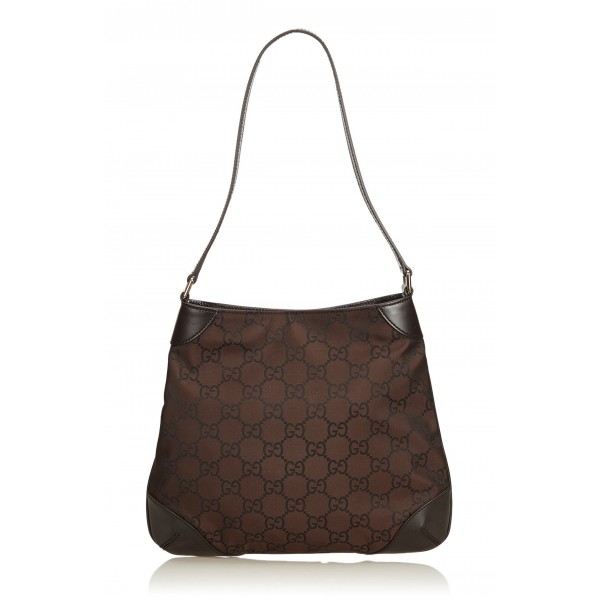 Gucci Vintage - GG Canvas Shoulder Bag - Marrone - Borsa in Pelle - Alta Qualità Luxury