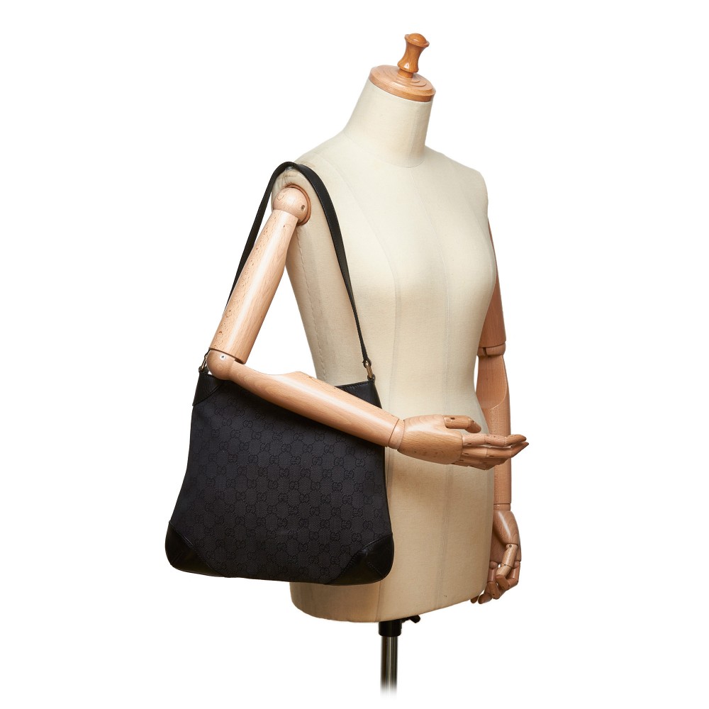 GUCCI-GG-Canvas-Leather-Shoulder-Bag-Black-35098 – dct-ep_vintage luxury  Store