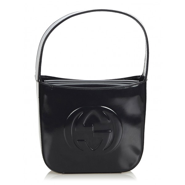 Gucci Vintage - Double G Patent Leather Handbag Bag - Black - Leather Handbag - Luxury High Quality