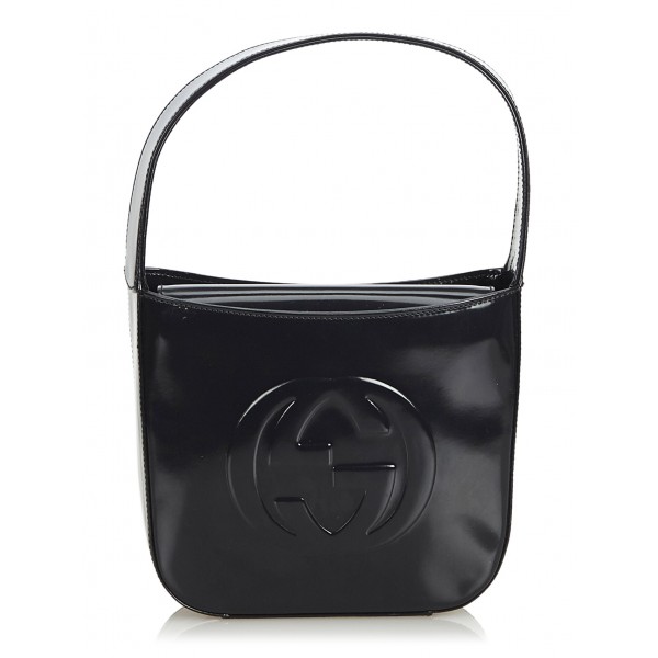 Gucci Vintage - Double G Patent Leather Handbag Bag - Nero - Borsa in Pelle - Alta Qualità Luxury
