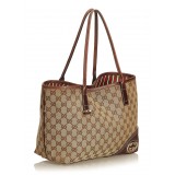Gucci Vintage - Guccissima Canvas Britt Tote Bag - Brown - Leather Handbag - Luxury High Quality