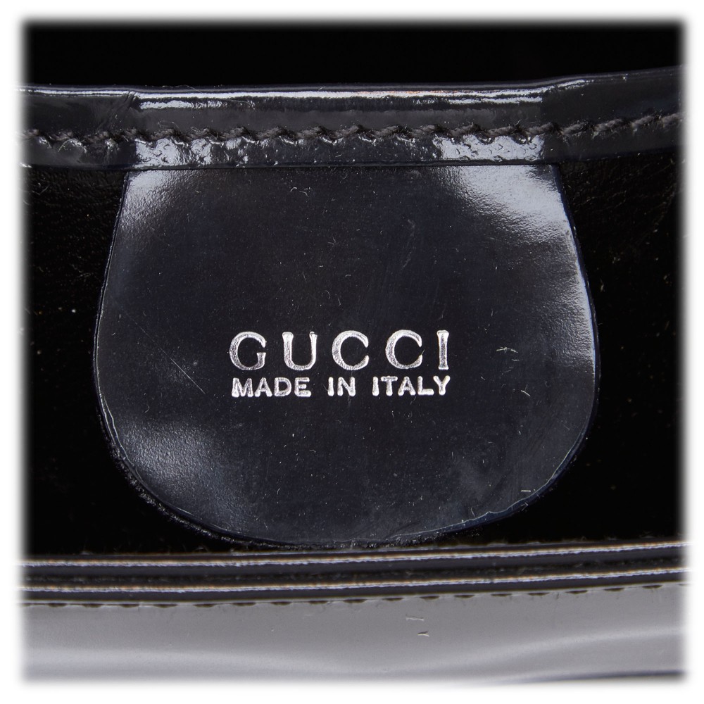 Gucci Vintage - Double G Patent Leather Handbag Bag - Black - Leather ...