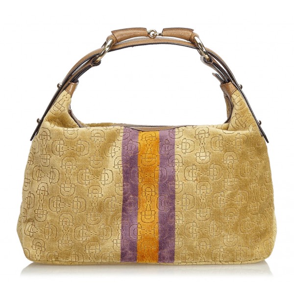 Gucci Vintage - Velour Horsebit Hobo Bag - Brown - Leather Handbag - Luxury High Quality