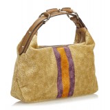 Gucci Vintage - Velour Horsebit Hobo Bag - Marrone - Borsa in Pelle - Alta Qualità Luxury