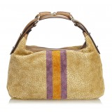 Gucci Vintage - Velour Horsebit Hobo Bag - Marrone - Borsa in Pelle - Alta Qualità Luxury