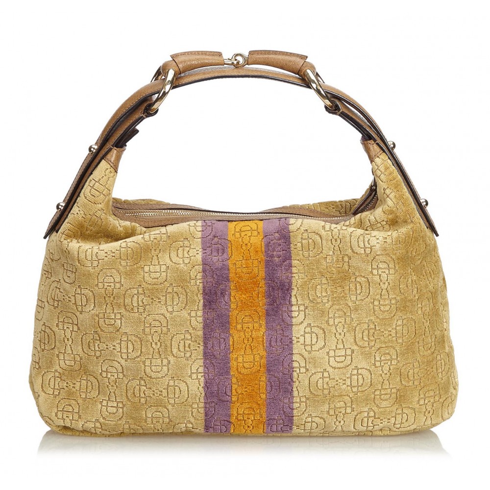 Gucci Vintage - Velour Horsebit Hobo Bag - Brown - Leather Handbag - Luxury High Quality - Avvenice