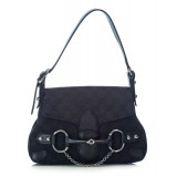 Gucci Vintage - GG Horsebit Jacquard Handbag Bag - Black - Leather Handbag - Luxury High Quality