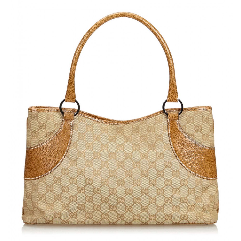 Gucci Vintage - Horsebit Jacquard Shoulder Bag - Brown - Leather Handbag -  Luxury High Quality - Avvenice