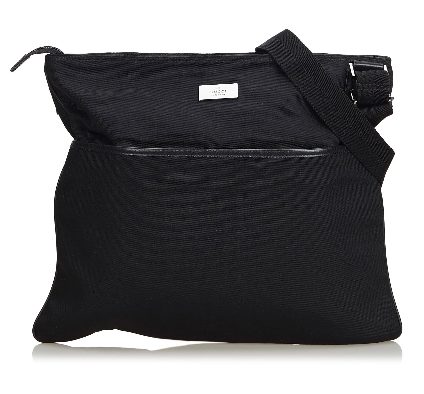 Gucci Vintage - Nylon Crossbody Bag - Black - Leather Handbag 