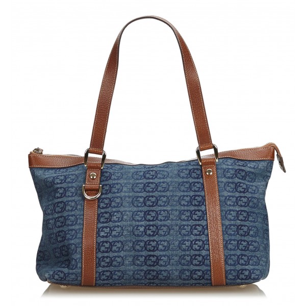Gucci Vintage - Denim Tote Bag - Blue - Leather Handbag - Luxury High Quality