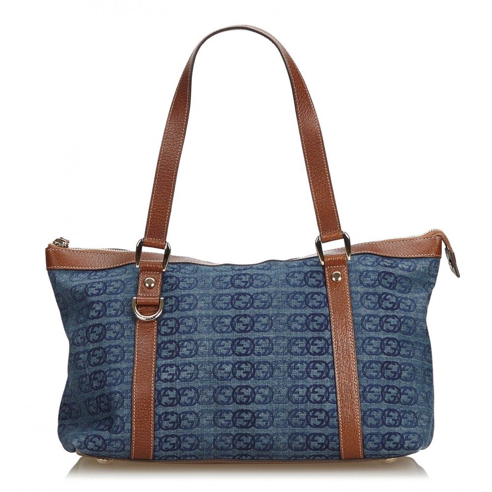 Gucci Vintage - Denim Tote Bag - Blue - Leather Handbag - Luxury High Quality - Avvenice