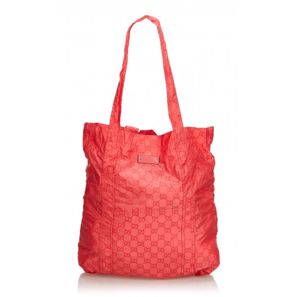 Gucci Vintage - GG Teddy Bear Folding Tote Bag - Rosso - Borsa in Pelle - Alta Qualità Luxury