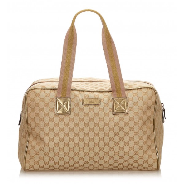 Gucci Vintage - Guccissima Jacquard Travel Bag - Marrone - Borsa in Pelle - Alta Qualità Luxury