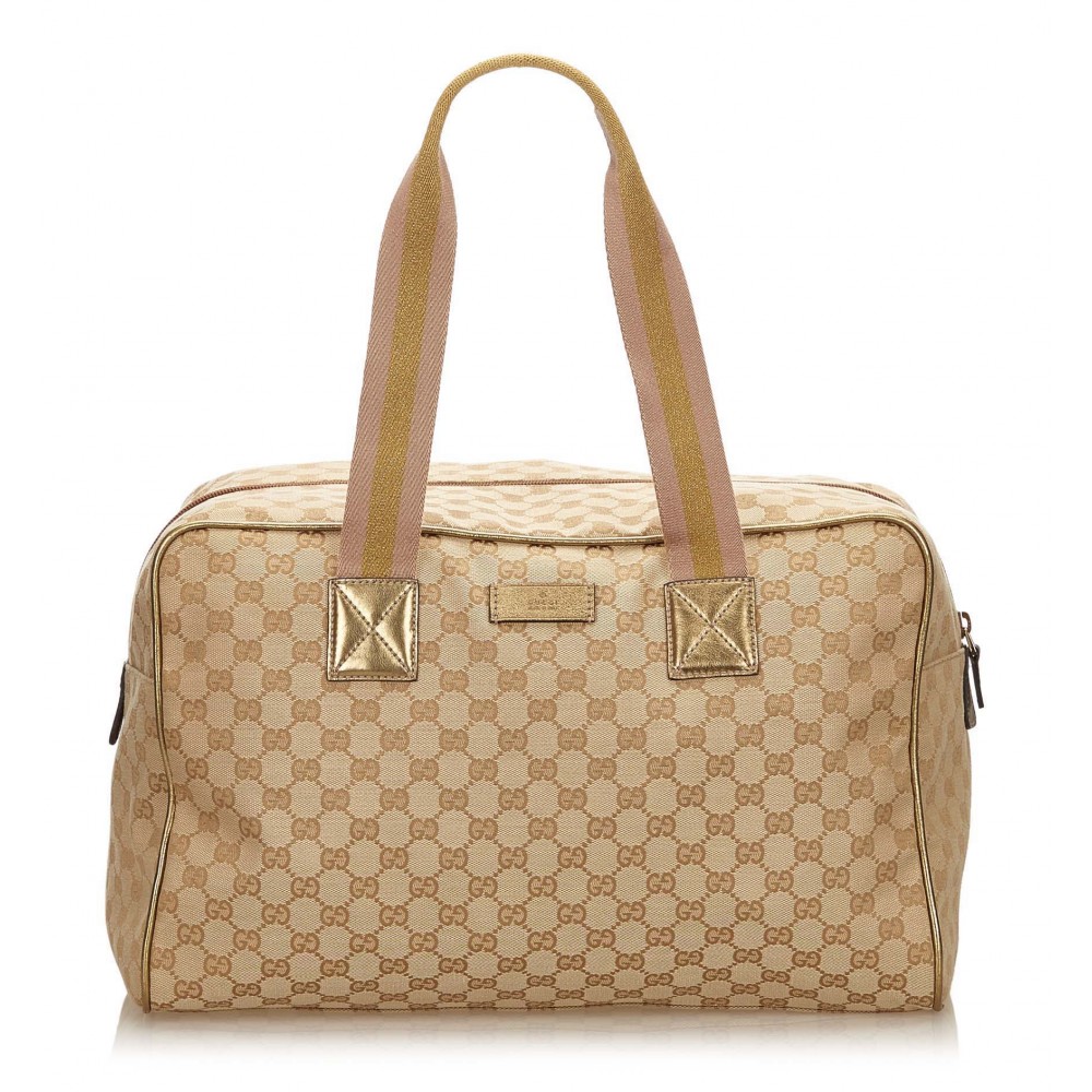 Gucci Vintage - Guccissima Jacquard Travel Bag - Brown - Leather Handbag -  Luxury High Quality