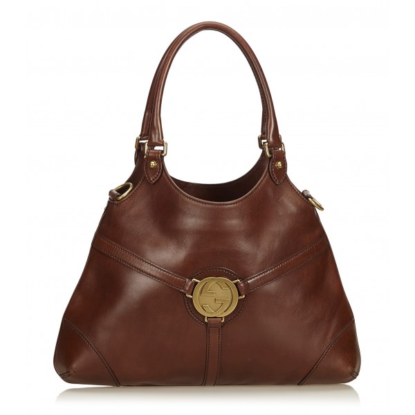 Gucci Vintage Brown Leather Shoulder Bag - Etsy