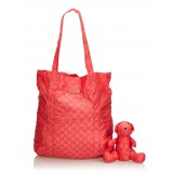 Gucci Vintage - GG Teddy Bear Folding Tote Bag - Red - Leather Handbag - Luxury High Quality