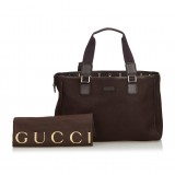 Gucci Vintage - Canvas Tote Bag - Brown - Leather Handbag - Luxury High Quality