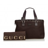 Gucci Vintage - Canvas Tote Bag - Marrone - Borsa in Pelle - Alta Qualità Luxury