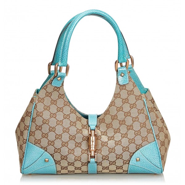 Gucci Vintage - Nailhead Jacquard Jackie Shoulder Bag - Brown - Leather Handbag - Luxury High Quality